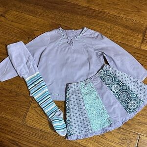 Janie and Jack Vintage Skirt Set with Tights